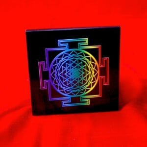 Black Tourmaline Lustreveil – Sacred Shielding & Grounding Plate (Large Square)