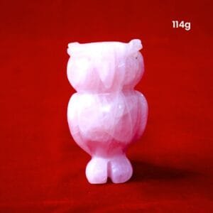 Rose Quartz Owl Figurine – Lakshmi Wisdom, Love & Harmonious Energy - 114g