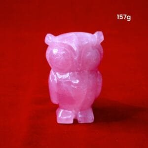 Rose Quartz Owl Figurine – Lakshmi Wisdom, Love & Harmonious Energy - 157g
