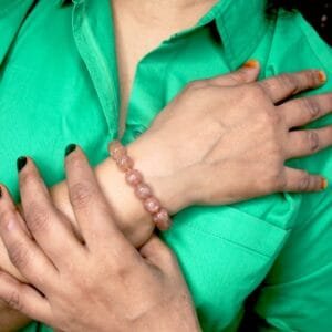 Sunstone Bracelet – 10mm Sunstone Crystal Bracelet for Confidence, Energy & Positivity