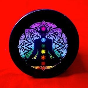 Black Tourmaline Lustreveil – Sacred Shielding & Grounding Plate (Large Round)
