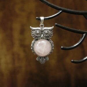 Rose Quartz Owl Pendant – Love, Emotional Wisdom & Harmony
