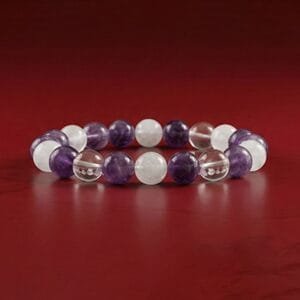 Trinity Luxe Bracelet – Amethyst Clear Quartz Rose Quartz Healing Crystal Bracelet - 10mm