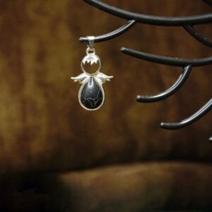 Black Onyx Guardian Angel Pendant – Protection, Strength & Divine Guidance