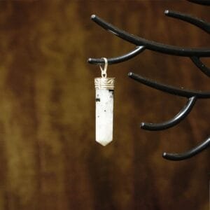 Rainbow Moonstone Intuition Point Pendant – Intuition, Balance & New Beginnings